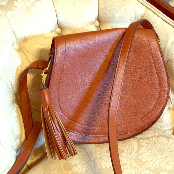 Handbags - Leather cross body bag tassle round purse new
